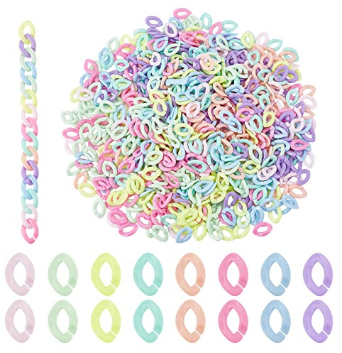 PandaHall 800pcs Acryl-Verbindungsringe, 8 Farben Oval Link Connectors Open Linking Rings Kettenglieder Süßigkeitsfarben Rings Für Geldbörse Brille Hose Tasche Kette Lanyard Hosenkette Telefonband