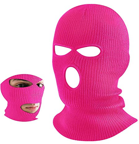 BBTO 3 Löcher Gestrickte Sturmhauben Volle Gesichtsabdeckung (Rosarot)