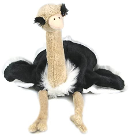 Uni-Toys - Marionnette à Main en Autruche - 33 cm (Hauteur) - Oiseau en Peluche - Doudou