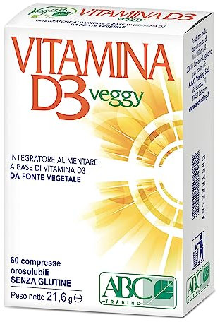 ABC TRADING Vitamina D3 VEGGY 100% Naturale da Lichene Islandico Per supportare le Difese Immunitarie Integratore Vitamina D Per Adulti E Bambini Rinforza Ossa Denti e Muscoli 60 cpr orosolubili