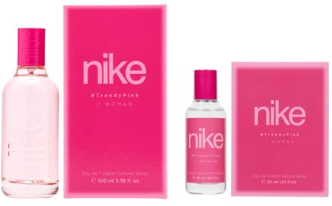NIKE - Trendy Pink Promoción 100 ml + 30 ml, Colonia Mujer, Pack 2 Productos, Perfume Formato Spray, Eau de Toilette Natural y Femenina, Aroma Floral, Fragancia Fresca