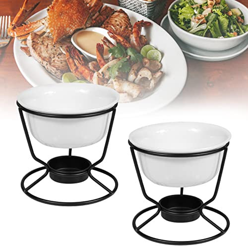 2 Pieces Butter Warmers for Seafood， Ceramic Butter Warmers for Chocolate or Cheese,Fondue- Dishwasher Safe,Oven Safe，Microwave Safe