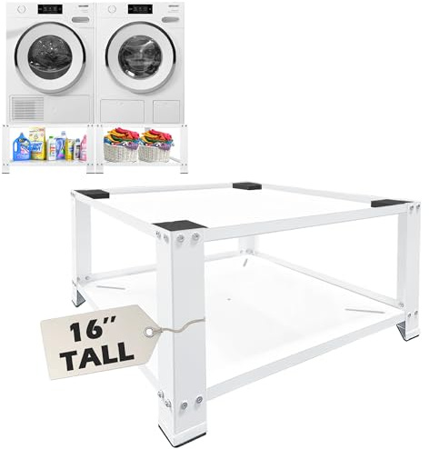 Royxen Washer and Dryer Pedestals 16 Height, Laundry Pedestal Universal Fit 800lbs Capacity, Washing Machine Base Stand Dryer Base Platform Heavy Duty with 28 Wide (White)