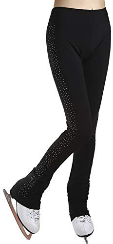 NISMIA Frauen Eiskunstlauf Crystal Eislaufhose für Frauen und Mädchen, Damen Thermal Schlittschuh-Training Hose,Trainingshose Sporthose mit Glitzer-Kristallen (Size : 165cm)