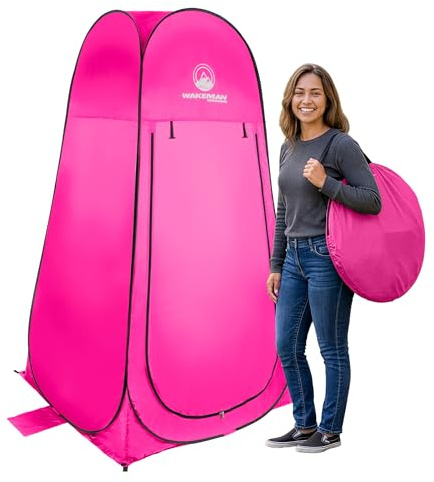 Pop Up Pod - Privacy Shower Tent, Dressing Room, or Portable Toilet Stall with Carry Bag for Camping, Beach, or Tailgate by Wakeman Outdoors (Pink)