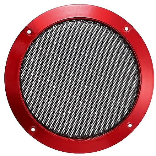 Unifizz Grille de protection en métal pour haut-parleur audio de voiture - Grille décorative pour woofer - Rouge - 18 cm