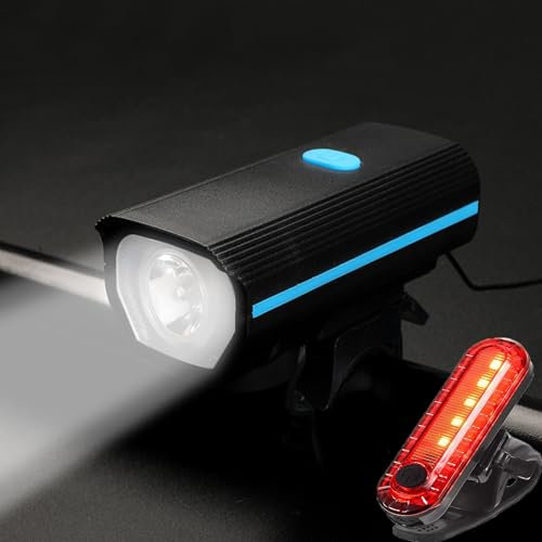 Rechargeable Bike Lights with Electric Bell and Tail Light, Ultra Bright Waterproof Bicycle Headlight with Quick-Release, for Night Riding, Road Mountain Bike Accessories for Kids Adults.