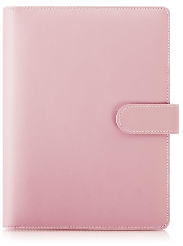 SKYDUE A5 Binder, A5 Ringbuch Kunstleder, Ringbuch A5 Nachfüllbar, Budget Binder A5, Notizbuch A5(Innenpapier Nicht Enthalten), Organizer A5 Für Büro Schule Und Reisearbeit(Rosa)