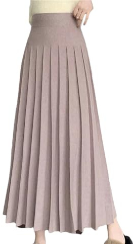 Jupe longue tricotée pour femme - Ligne A - Taille haute - Automne - Hiver - Basiques décontractées - Plissée - Jupe midi, M, taille unique