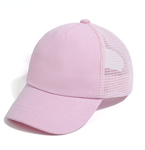 Cysocool Unicolor barn nät basebollkeps 2-5 år flickor pojkar golf visir tennis cool hatt lastbilskeps anti-UV barn sommar solskydd hatt spetsig snapback keps sport löpning keps strand solhatt, Rosa,