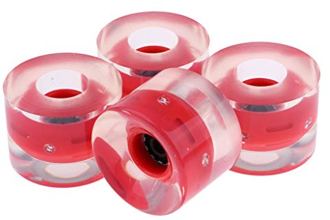 Mealoodiousmusea 4 Pieces 60mm Light Up Skateboard Longboard Wheels Flash at Night 78A Red