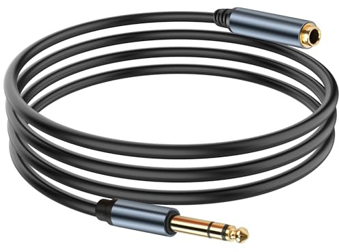 JSADZKJ Cavo di prolunga da 1/4“ da maschio a femmina Cavo audio AUX da 1/4” TRS a 1/4 TRS Jack Cavo di interconnessione per chitarra, basso, mixer, amplificatore 5,9 FT