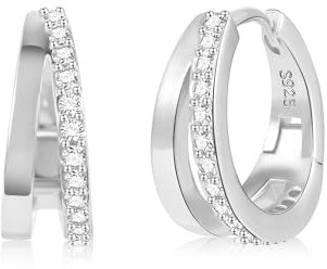 ALEXCRAFT Sterling Silber 925 Damen Doppel Creolen Knorpel Piercing Ohrringe - Schlafen Huggie Mode