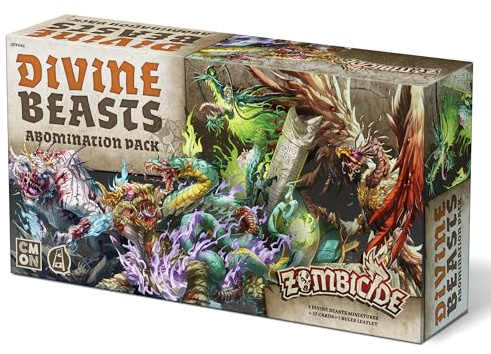 Zombicide White Death: Divine Beasts Abominationspaket - Mytisk varelse expansion, kooperativt strategispel med bordsminiatyrer, åldrarna 14+, 1-6 spelare, 1 timmes speltid, gjord av CMON