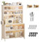 Alacena de Cocina Despensa Estructura Reforzada de 6 Capas con Hebillas para Fácil Instalación, Armario Alto con Estantes Ajustables para Cocina o Salón(122cm+All Accessories)