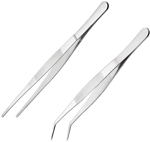 FYHJNC Lot de 2 pinces courbées, 14 cm, en acier inoxydable, antidérapantes, courtes, droites et incurvées, idéales pour les animaux aquatiques, les coraux, les travaux manuels, la cuisine, la
