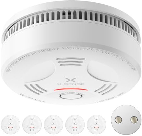 X-Sense Detector de humo con batería de 10 años y soporte magnético, detector de incendios, certificado TÜV Rheinland, con función de silencio y autoprueba, SD11, 5 unidades