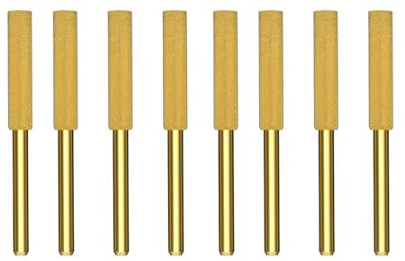SENRISE 8 Pcs Chainsaw Sharpener Bits, Diamond Chainsaw Files Grinding Burr Set with 3mm Shank, Polishing Grinding Tool for Chain Saw Stone Jewelry Wood (Gold)