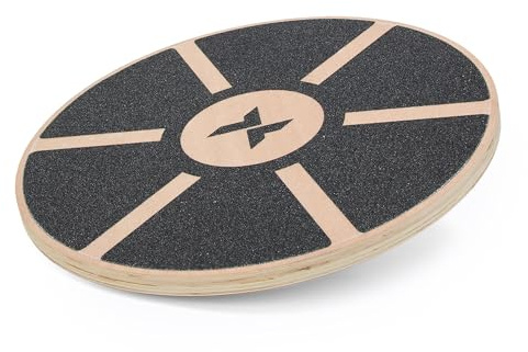 XTREXO Balance Board in Schwarzbraun, 8 cm hoch und 38 cm im Durchmesser Gleichgewichtstrainer Belastbar bis 120 kg Rutschfeste Oberfläche Aus Holz und ABS