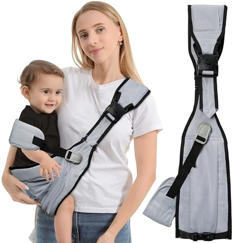 GoaePode Baby Carrier Sling with Side Support Straps, Hands Free Adjustable Toddler Sling Carrier Newborn to Toddler Carrying with Cushioned Shoulder Straps, Ergonomic M-leg Health, 0-36 Months (Grey) | Adjustable Hands Free Newborn to Toddler Carrying with Cushioned Shoulder Straps, Ergonomic M-leg Health, 0-36 Months (Grey)