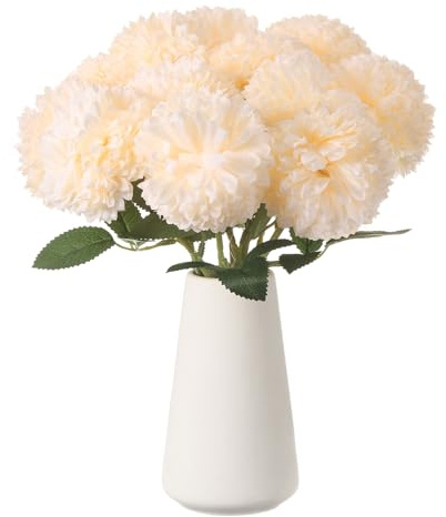 sourcing map Ramo de flores artificiales de crisantemo de seda, para decoración del hogar, jardín, boda, fiesta, 12 unidades, tono dorado