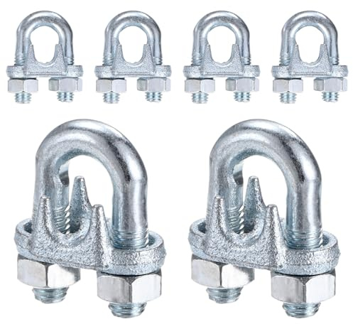 M METERXITY 6-Pack Cable Clamps, M12 Carbon Steel 12mm Wire Rope Clip Thimble U Bolt Saddle Fastener for Diameter Cable Rigging/Sailing/Clothesline, Wire Clamps