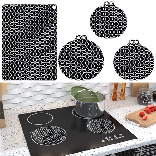 7 Stück Induktionsschutzmatte Set Silikon Herdabdeckung Induktionsfeld | Hitzebeständige Herdplatten Abdeckungen Induktion Rutschfest Induktionskochfeld Schutzmatte zum Kochen für den Küchengebrauch