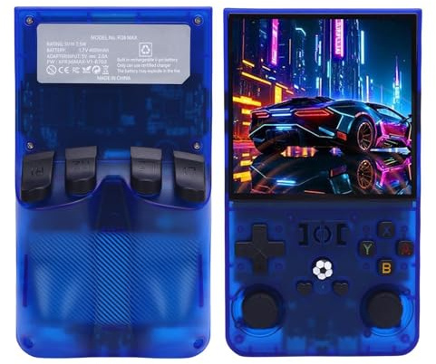 Annadue Consola Portátil de Juegos de Mano Retro, Joysticks Dobles, Vasta Biblioteca de Juegos, Reproductor de Juegos Electrónicos, Pantalla de 4 Pulgadas 720x720, 4000 MAh, Azul (64G)