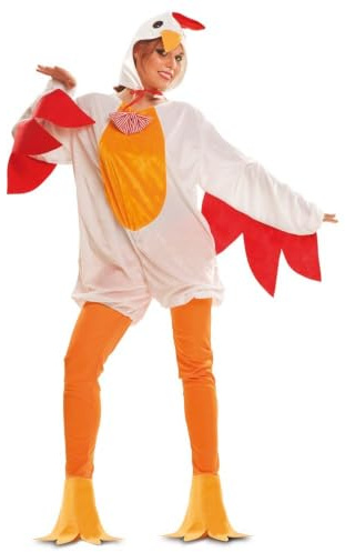 My Other Me - Disfraz adulto unisex de Gallina rojo naranja talla ML | Incluye gorro, mono y pantalón con cubrepiés