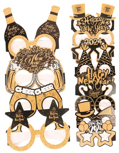 IMIKEYA 12 Stück Teiliges Neujahrs-papierbrillen Bunte Partybrillen für Erwachsene Lustige Fotorequisiten Silvester Feier Frohes Neues Jahr Accessoires