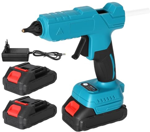 Pistola de pegamento caliente inalámbrica, pistola de pegamento para Makita 18 V, pistola de silicona eléctrica, calefacción rápida, 2 baterías, para 11 mm, varillas de pegamento, para bricolaje (18V)