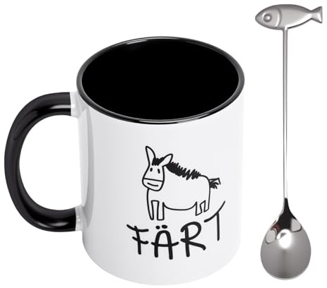 Färt Pferde Tasse lustig mit Löffel, pferde Tasse lustig für Kaffee & Tee | Färt Tasses mit Spruch für Frauen, Geschenke für Pferdemädchen, Geschenke für Pferdeliebhaber, Pferdemotiv Tasses