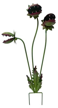 CASOME Metal Carnivorous Plant Garden Stake, Outdoor Yard Lawn Decoration, Spiky Venus Flytrap Garden Art, Halloween Garden Ornament, Creepy Plant Lawn Decor 64cm