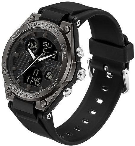 findtime Damen-Sport-Digitaluhr, Armbanduhr für Damen, wasserdicht, doppelte Zeit, Datum, leuchtende Hintergrundbeleuchtung, Wochenalarm, Stoppuhr