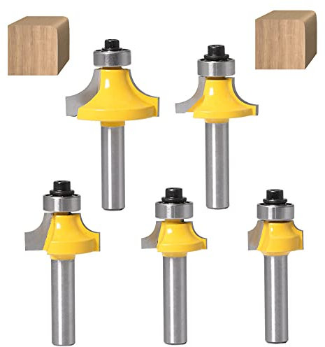 ASNOMY 5 Stück 8mm Schaft Rundfräser Fräser Set Rundfräser auf Fräser Trimmer-Bits für Holzbearbeitung