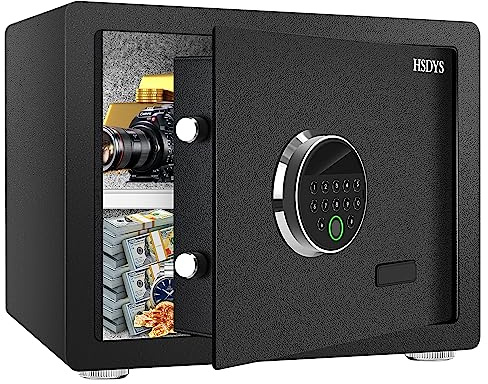 HSDYS Biometric Fingerprint Safe - 1.2 Cubic Feet, Home Safe Box with Digital Keypad, Steel Lock Box for Home, Office and Hotel