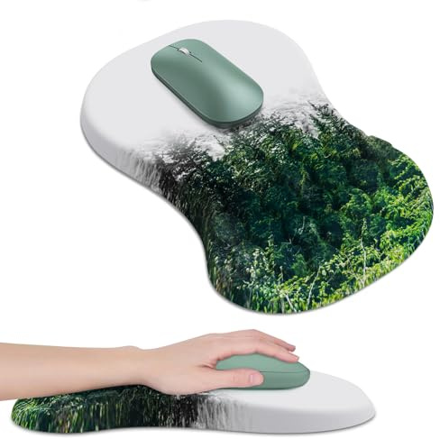 Zalava Ergonomisches Mauspad Mit Gelkissen und Handgelenkstütze - Memory Foam Zur Entlastung Des Handgelenks, Weißes Waldmotiv, Für Gaming und Büro
