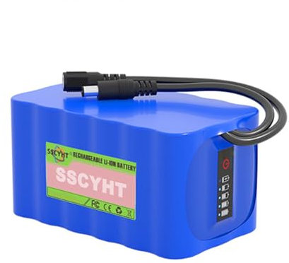 SSCYHT 12 Volts Lithium Battery Pack DC 12V 24000mAh Rechargeable Li-ion Battery with Charger for LED Light Strip Cameras Electric Toys Replacement Battery,4x6 3A