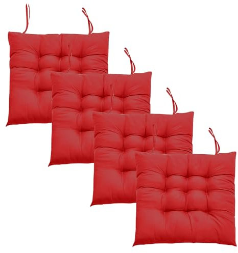 BOUFEIDA Stuhlkissen 4er Set，Stuhlkissen 40x40cm，Bürostuhl, Balkonstuhl，Gute Elastizität, bequem und weich zum Schleifen, geeignet für Tatamimatten, Fußmatten, Stuhlmatten (rot)