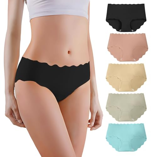 CJMUQHEHH Confezione da 5 mutande da donna in cotone, fodera hipster, senza cuciture, biancheria intima da donna, elasticizzata, leggera, traspirante, senza cuciture, elasticizzati, peso 45 – 55 kg,