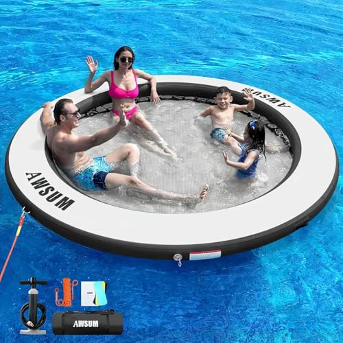 AWSUM Hamac flottant gonflable de 8 FT avec anneau de dock - Hamac à eau gonflable - Parfait pour la piscine, le lac