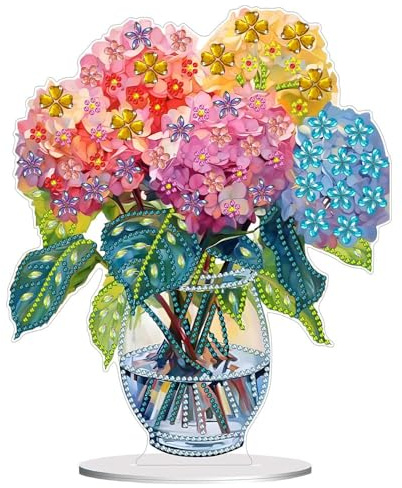 Diamond Painting Ornement de Table,Kit de Peinture Diamant 5D Fleurs,DIY Diamond Painting Décor de Table Acrylique pour Adultes et Enfants,Décoration Peinte au Diamant pour Bureau,Maison,DIY Bricolage