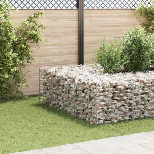 Gabbione a Cubo 60x60x60 cm, Struttura in Filo d'Acciaio Zincato per Aiuole Rialzate, Griglia Metallica per Pietre e Piante, Ideale come Bordura da Giardino o Cortile