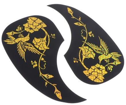 CONGARTENO 2 Stück Teiliges Gitarren pickguard Kratzfeste Schutzfolie aus Selbstklebend Passgenau für Westerngitarre Goldfarbenes Tropfen design Langlebiger Gitarrenschutz und Dekorativer