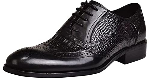 Scarpe da uomo con tacco, scarpe in pelle, da uomo, business, scarpe da lavoro, scarpe da sposa con lacci, scarpe casual tinta unita, scarpe da lavoro classiche per formale, Nero , 48 EU