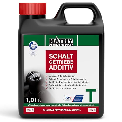 MATHY-T Schaltgetriebeöl-Additiv, 1 Liter, Getriebeöl Zusatz SAE 75 bis 140 | Effektiver Öl-Zusatz, Verschleißschutz für Schaltgetriebe & Hinterachsen, Verbessert die Schaltung, Verringert Vibrationen