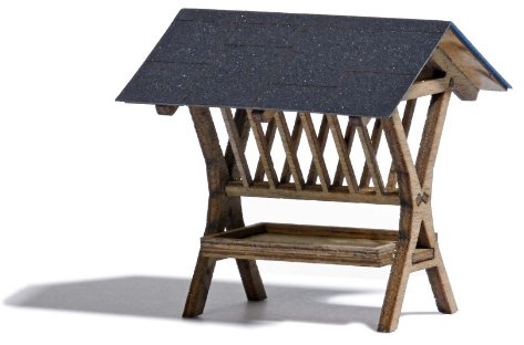 Busch 1562 - Futterkrippe, 33 x 29 mm, 32 mm hoch, Braun