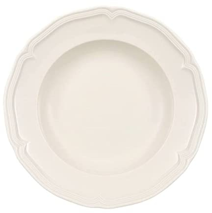 Villeroy & Boch Manoir Suppenteller 6er Set, 23 cm, Traditionelles Geschirr mit Relief, Premium Porzellan, Weiß