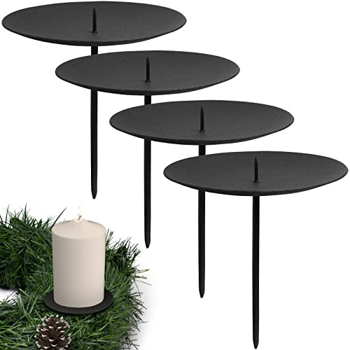 ARTECSIS 4 Kerzenhalter Adventskranz Kerzenteller Adventskerzenhalter schwarz Durchmesser 6cm