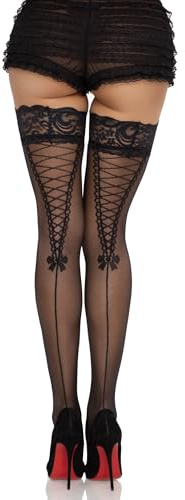 Leg Avenue Straps Strümpfe Halterlos Spitzenborte, Einheitsgröße, schwarz
